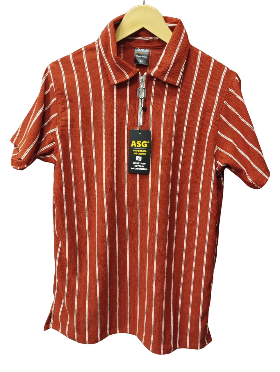 Zipper Stripped Polo Tshirt