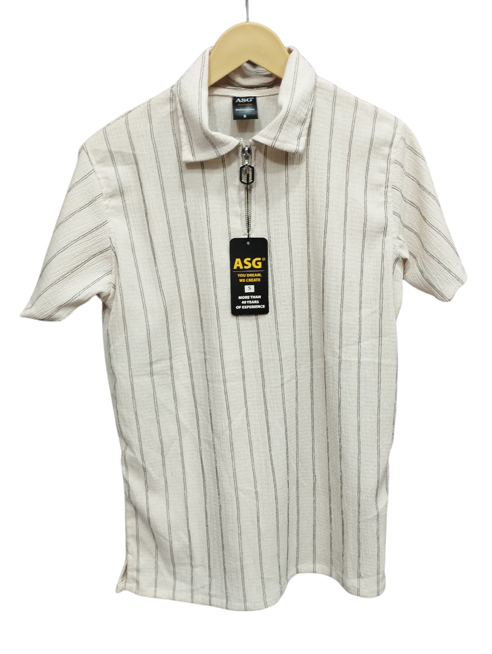Zipper Stripped Polo Tshirt