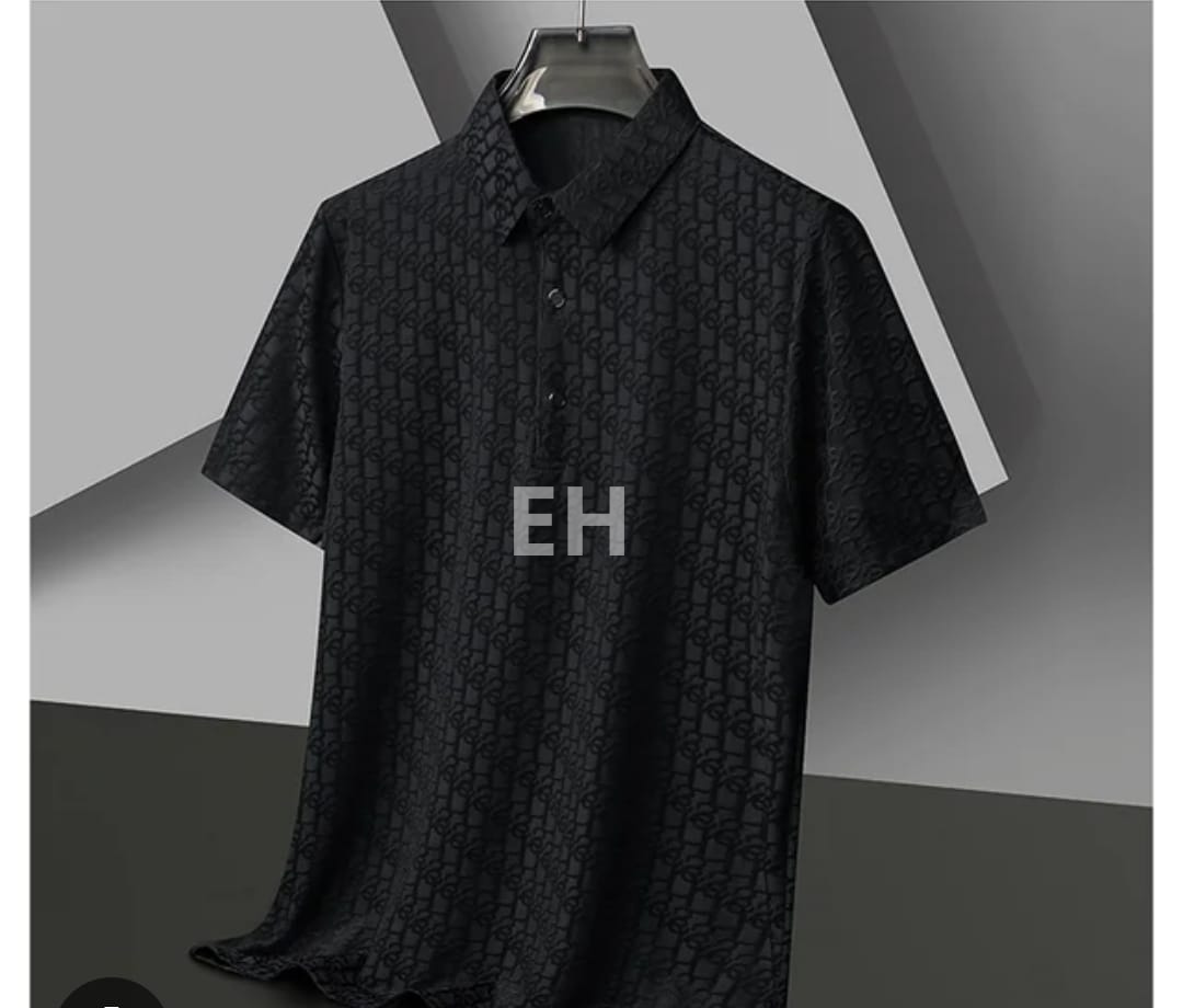 Men’s Black Knitted Polo Shirt Classic Fit, Soft Touch