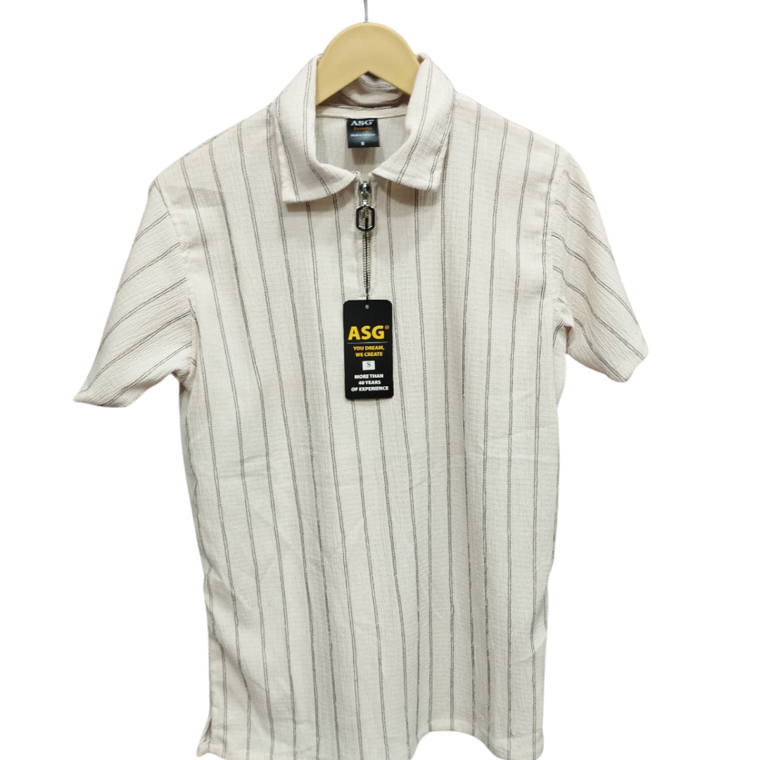 Zipper striped polo