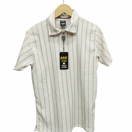 Zipper striped polo