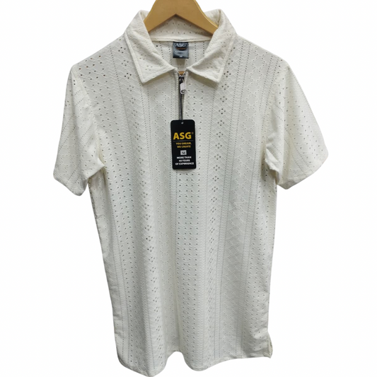 Textured Zipper Polo