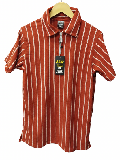 Zipper Stripped Polo Tshirt