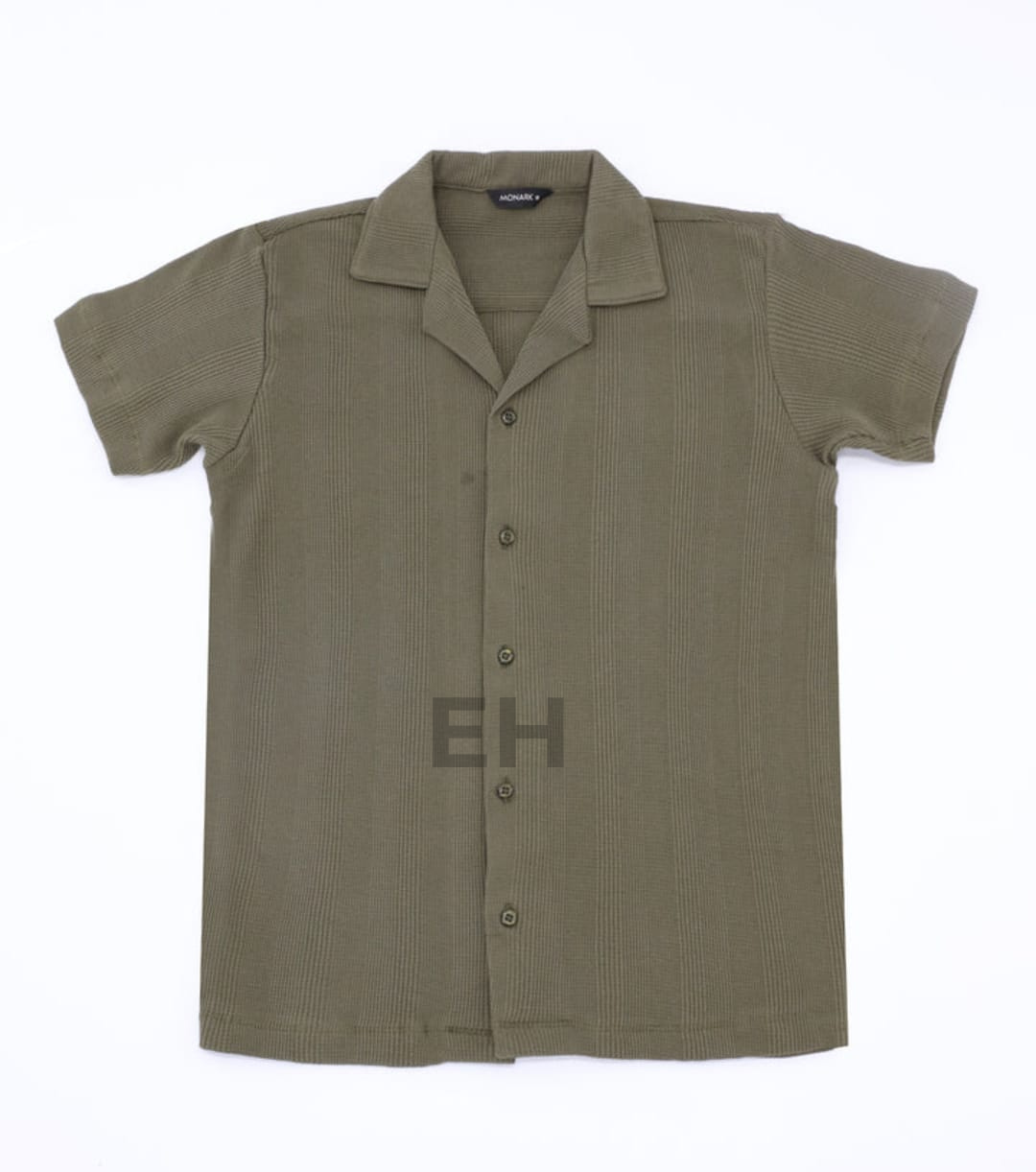 Men’s Olive Green Half Sleeve Button-Down Shirt  Relaxed Fit